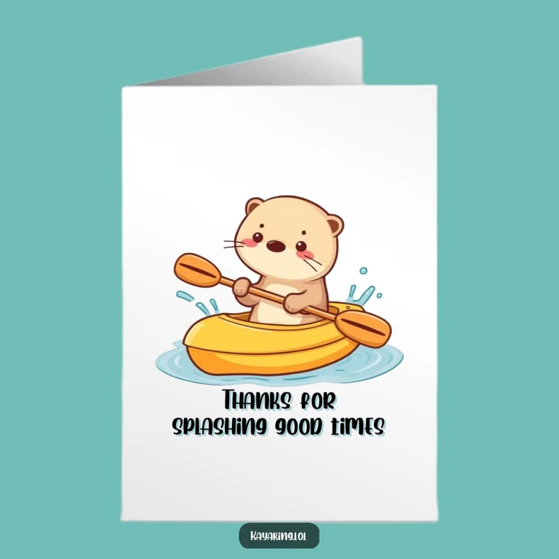 Free Printable Thank You Card: Otter Kayaking Splash, Funny Downloadable Gift