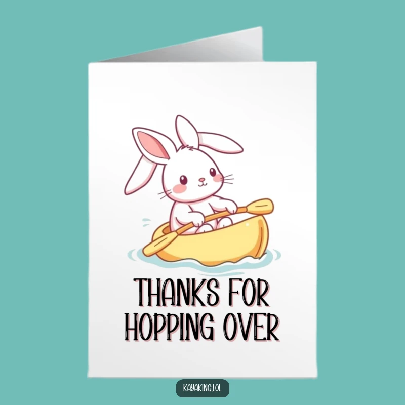 Free Printable Thank You Card: Playful Bunny Kayak Joy - Funny Downloadable