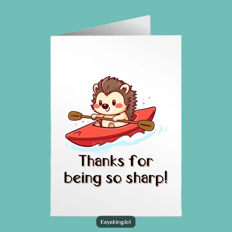Free Printable Thank You Card: Playful Hedgehog Kayaking - Smile Downloadable Gratitude Gift