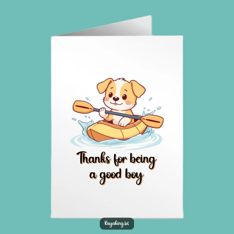 Free Printable Thank You Card: Puppy Kayaking Splash Funny Downloadable