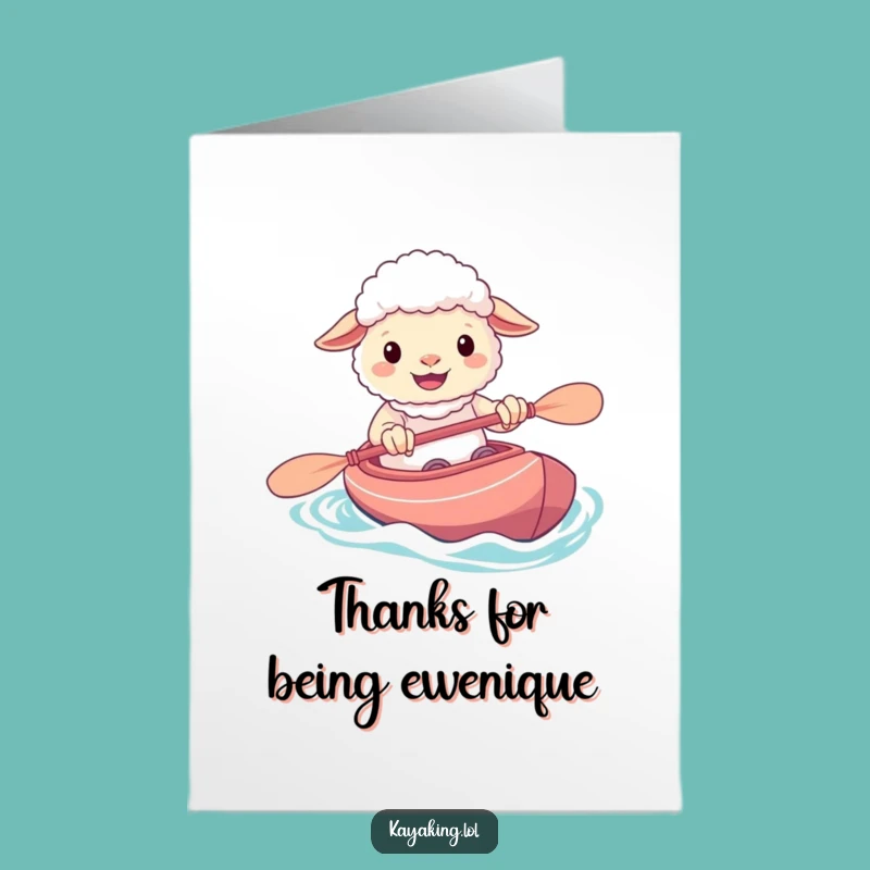 Free Printable Thank You Card: Sheep's Kayak Smile, Heartfelt & Funny Downloadable Gift