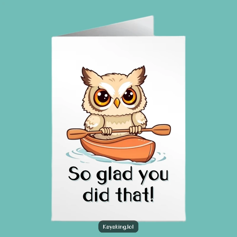 Free Printable Thank You Card: Startled Owl Kayaking, Humorous Downloadable for Gratitude