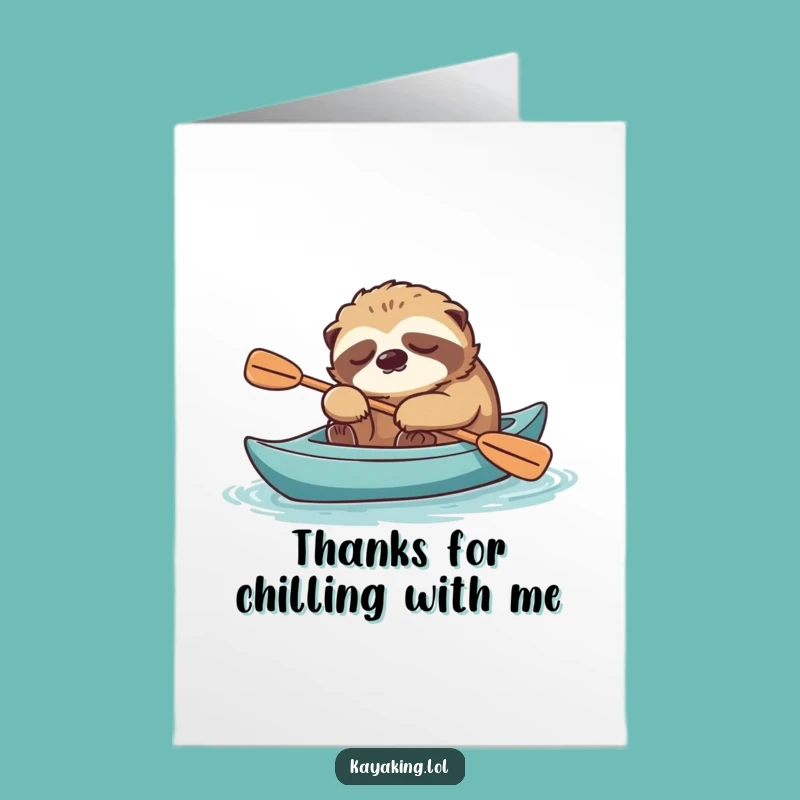 Free Printable Thank You Card: Sloth Kayaking a Peaceful Thank You