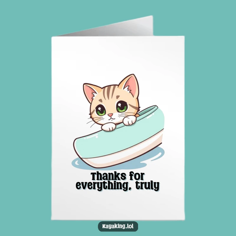Free Printable Thank You Card: Cat Kayaking Gratitude - Humorous Downloadable Thanks