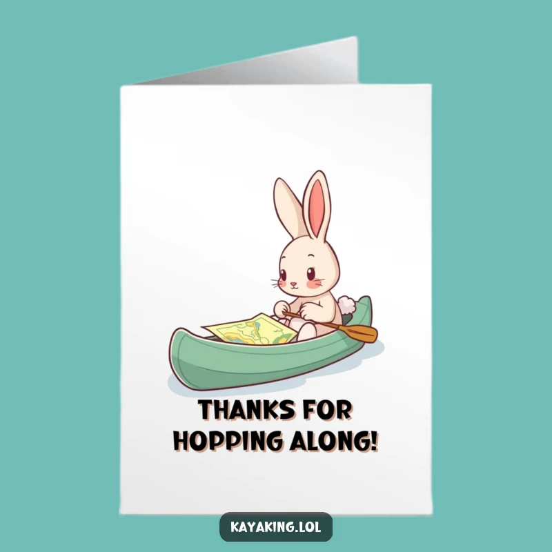 Free Printable Thank You Card: Curious Bunny Kayak Map Gratitude Downloadable