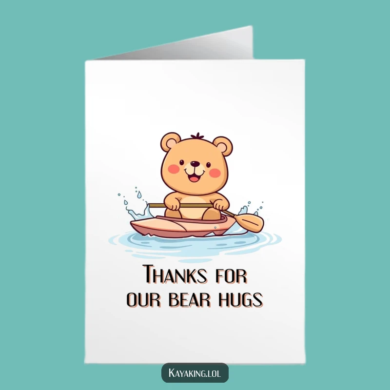 Free Printable Bear Kayak Thank You Card - Funny Downloadable Gift