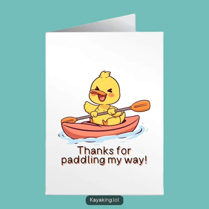 Free Printable Thank You Card: Happy Duck Kayaking, Funny Downloadable Gift