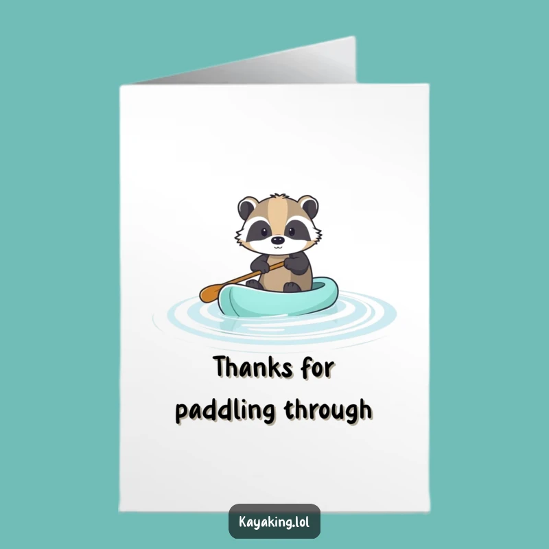 Free Printable Thank You Card: Brave Badger Paddling, Humorous Downloadable for Gratitude