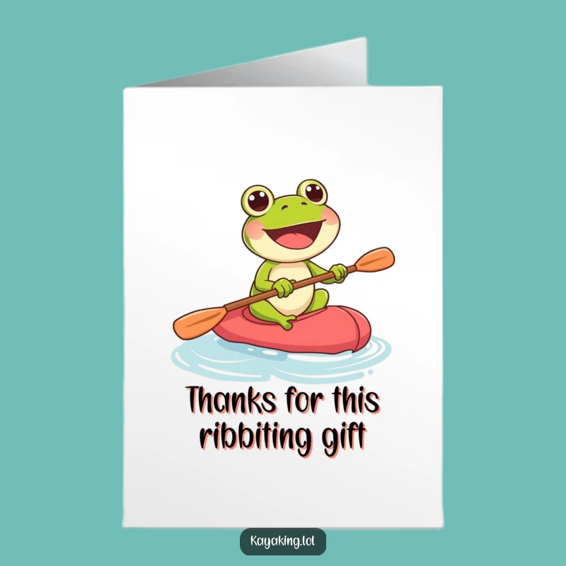 Free Printable Thank You Card: Frog Kayaking Gratitude - Humorous Downloadable
