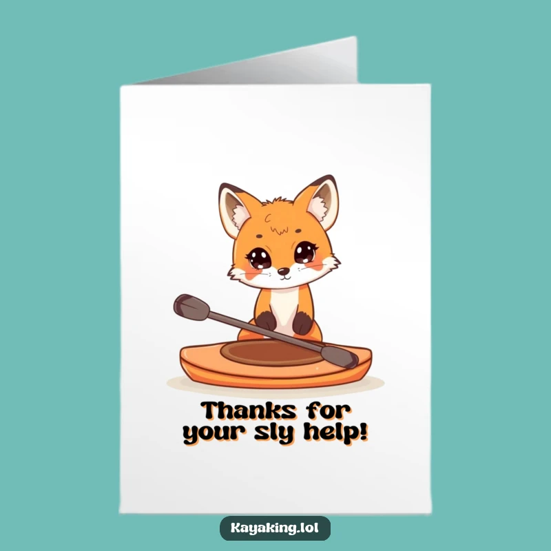Free Printable Thank You Card: Curious Fox Kayaking - Peeking Downloadable Gratitude Gift