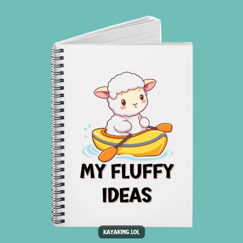 Funny Fluffy Sheep Kayak Notebook - Cute Cartoon Animal Journal Gift