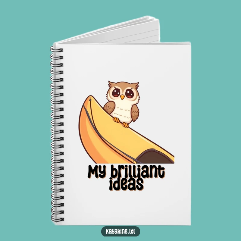 Funny Giggling Owl Kayak Notebook - Hilarious Cartoon Bird Journal Gift