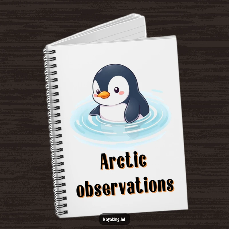 Funny Penguin Notebook: A curious penguin glides through calm water, looking around, perfect for jotting down exploration notes.