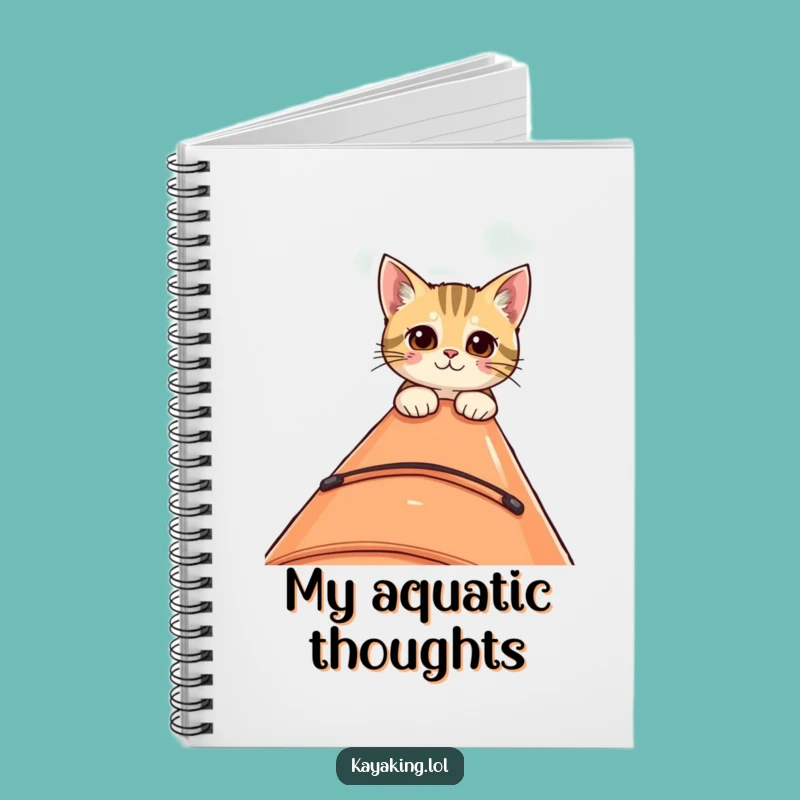 Funny Curious Cat Kayak Notebook - Jot Down Curious Thoughts