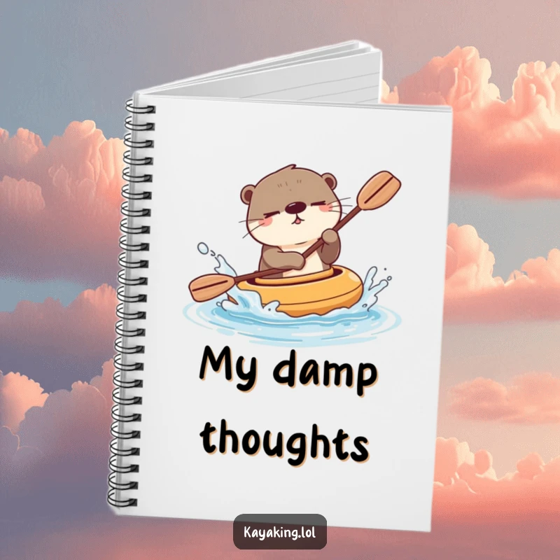 Funny winking otter splashing water playfully from its kayak, inspiring creative thoughts and cheerful notes. This notebook is packed with personality.