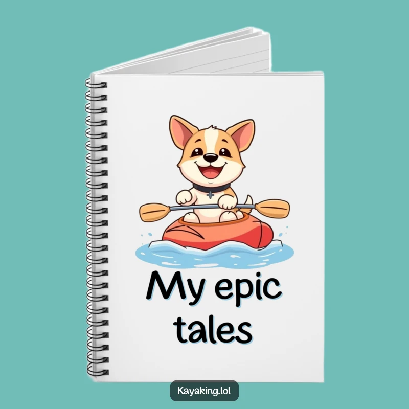Funny Happy Dog Kayaking Notebook: Smiling Pup Paddles, Journal Your Adventures, Funny Gift