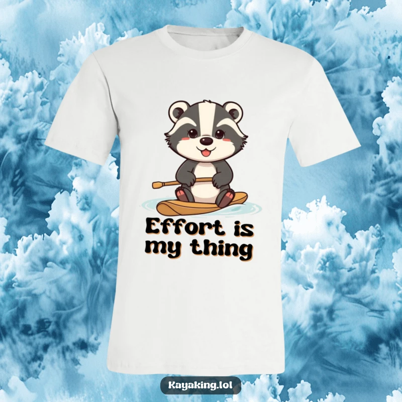 Funny determined badger t-shirt, a badger paddling with great effort, showing intense focus, great for fitness and sports fans.