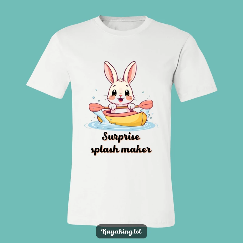 Funny Bunny Kayak T-Shirt: Surprised Splash Water Design