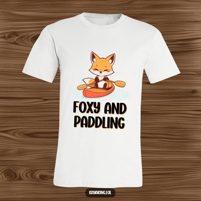 Funny Determined Fox Paddle T-Shirt: A determined fox paddling furiously, embodying vigor and humor.