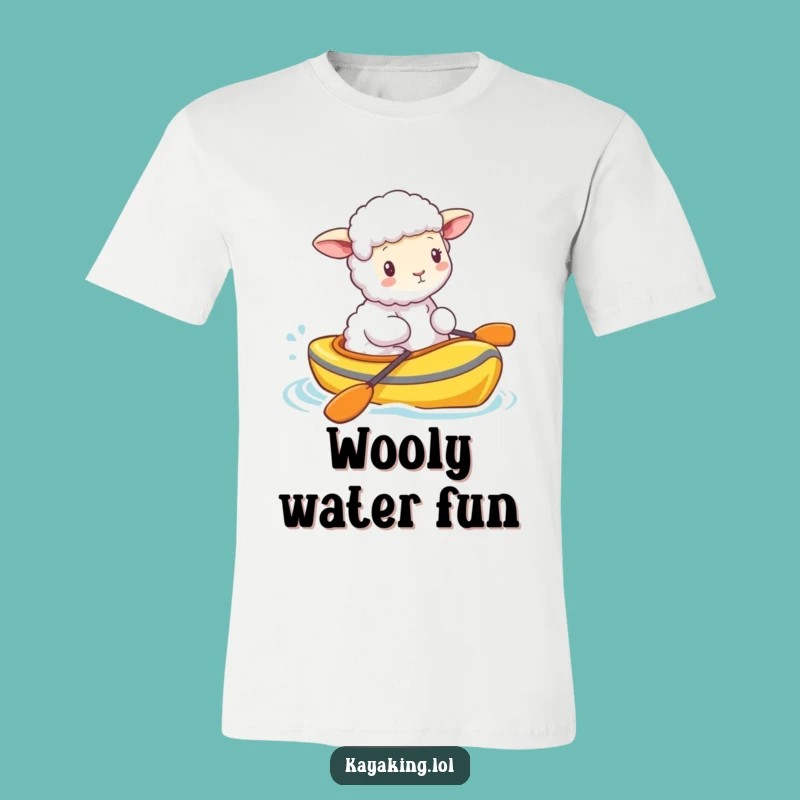 Funny Fluffy Sheep Kayak T-Shirt - Cute Cartoon Animal Apparel Gift
