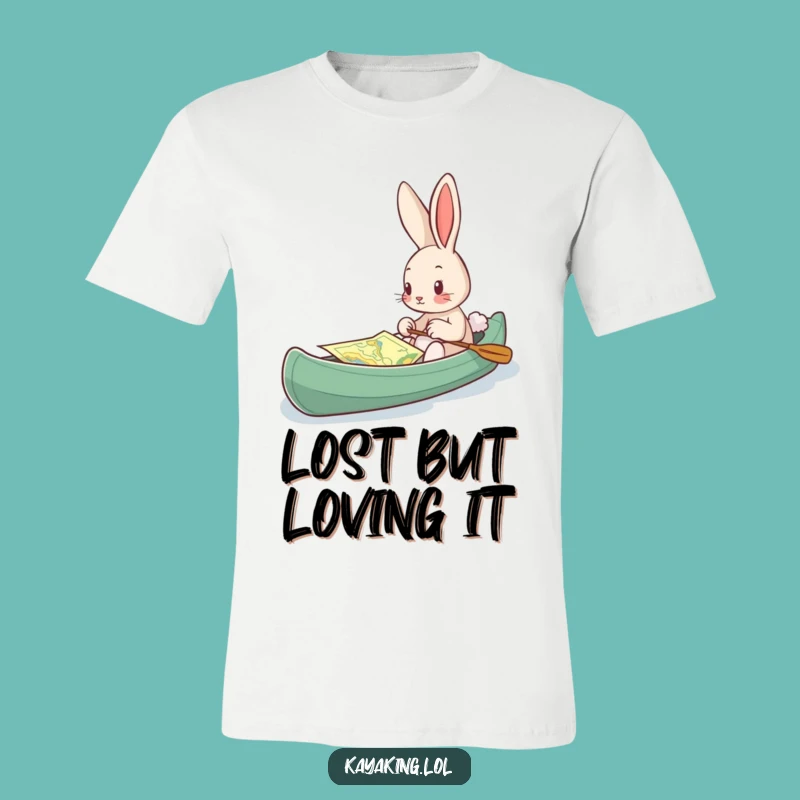 Funny Bunny Kayak Map T-Shirt: Curious Explorer Tee, Perfect Gift for Travelers