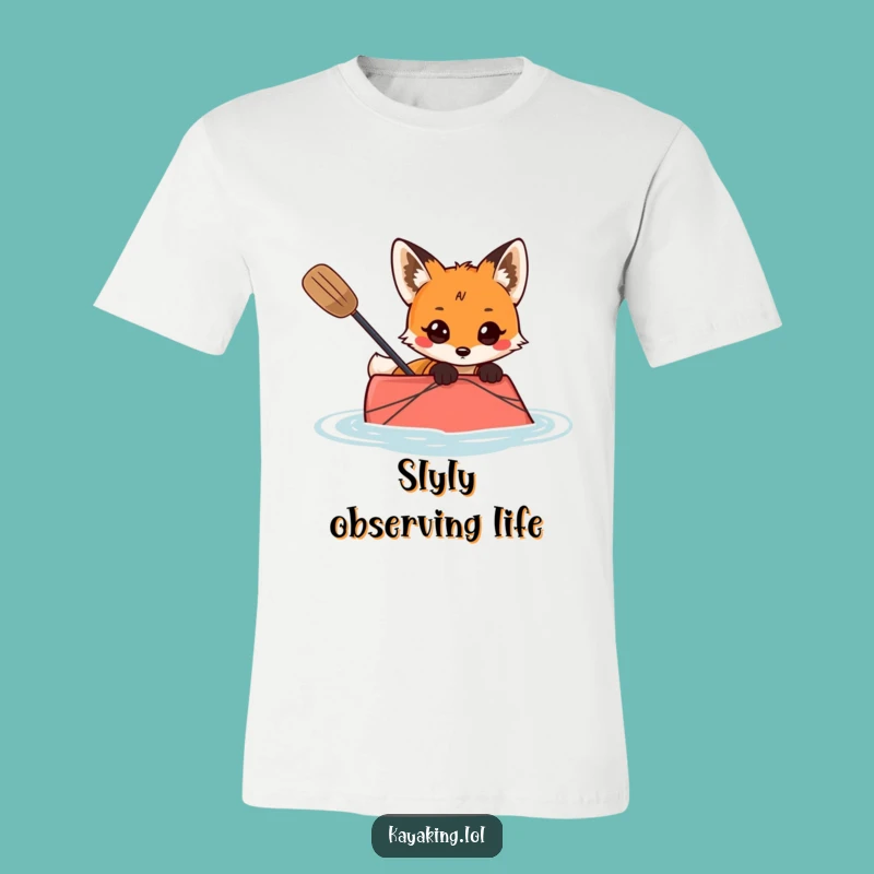 Funny Curious Fox Kayaking T-Shirt Sly Explorer Tee Great Gift