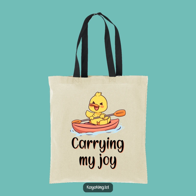 Funny Kayak Duck Tote Bag Joyful Paddler Eco-Friendly Shopping Gift