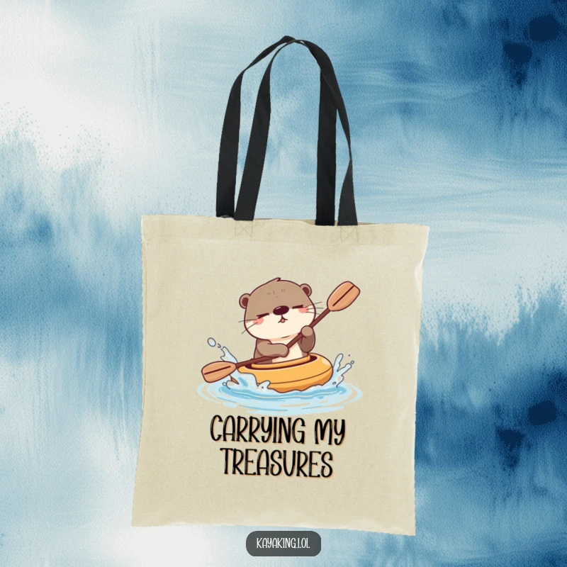 Funny winking otter splashing water playfully from its kayak, making this tote bag a stylish statement of fun. It’s otter-ly practical.