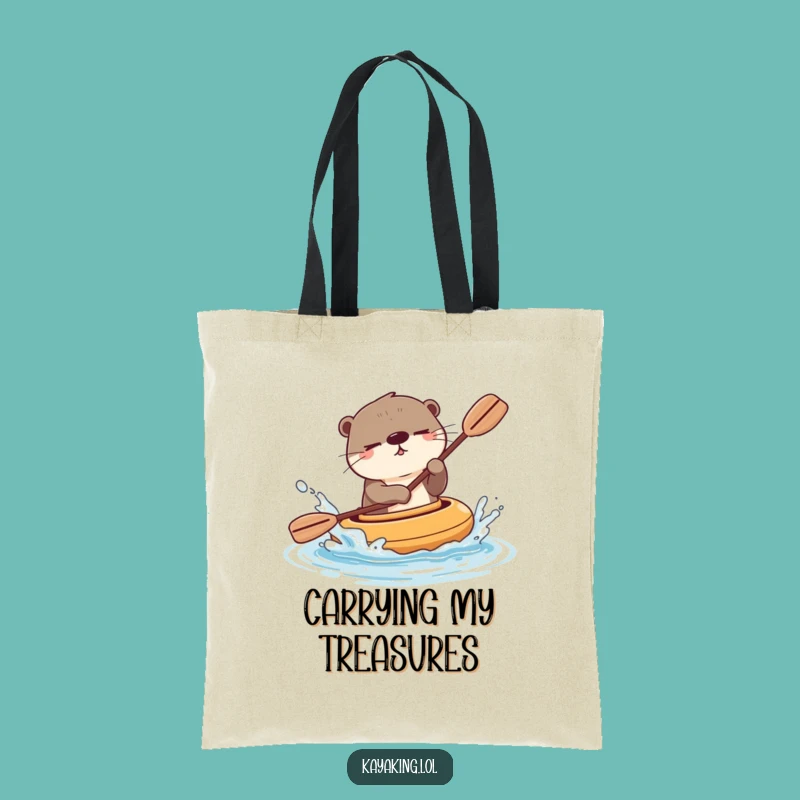 Funny Winking Otter Kayak Tote Bag - Durable Splashy Cartoon Gift