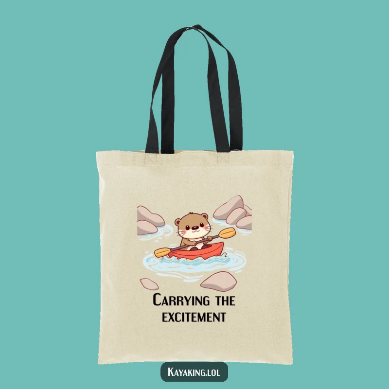 Funny Otter Kayak Tote Bag: Playful Character, Perfect Humorous Gift for Daily Errands