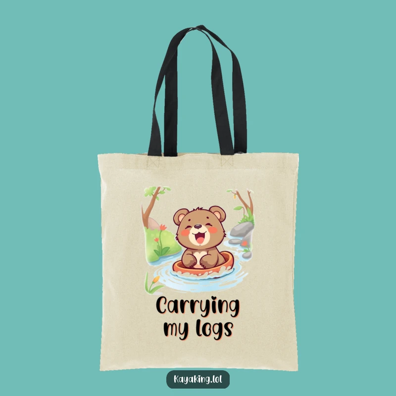 Funny Bear Cub Stream Tote Bag: Woodland Fun, Perfect Funny Gift