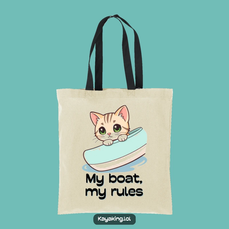 Funny Cat Kayak Tote Bag: Curious Kitty Carrier, Super Funny Gift!