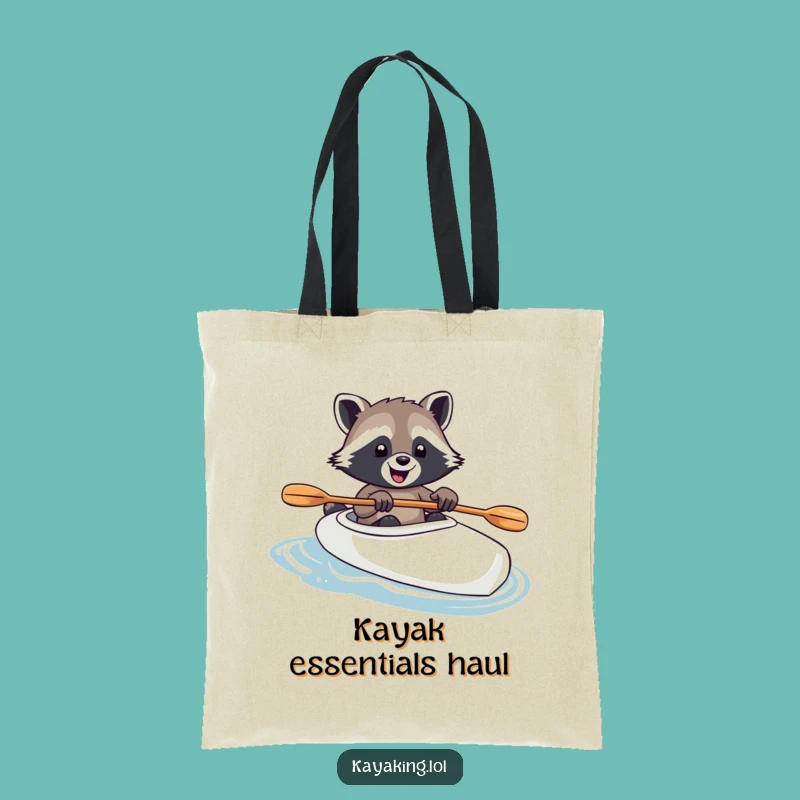 Funny Raccoon Kayak Tote Bag: Joyful Paddler Eco-Friendly Gift